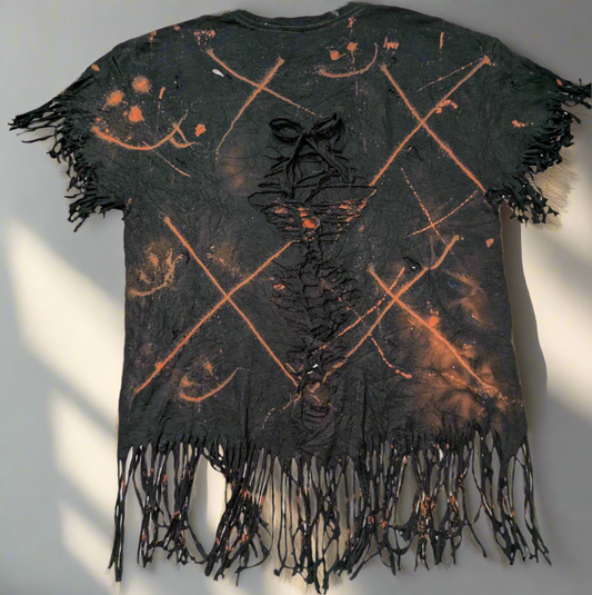 Ladies Bleach Distressed Braided Back Crop Top BandoClub